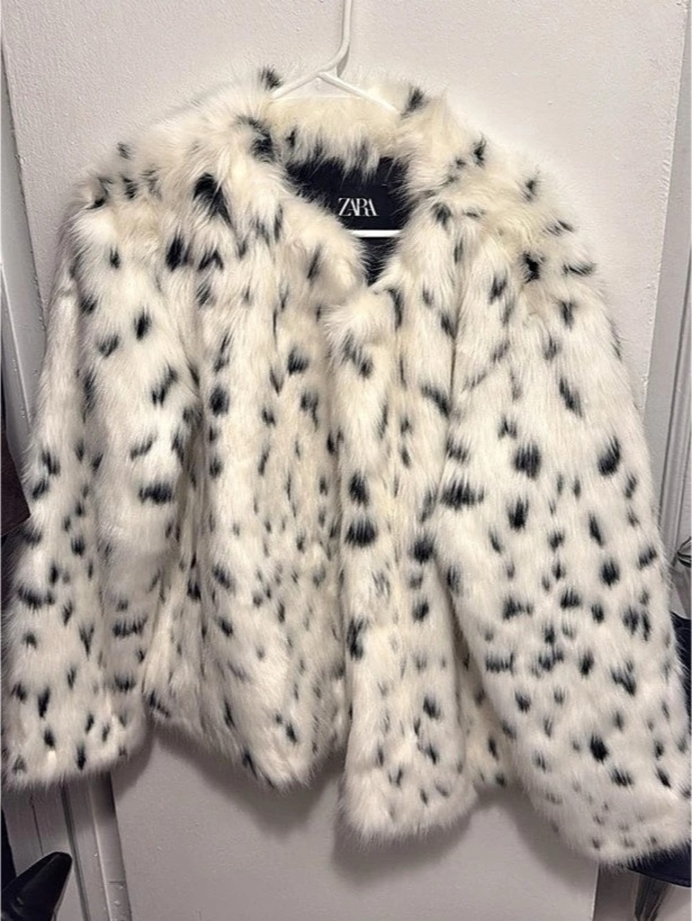 Zara Animal Print Faux Fur Coat